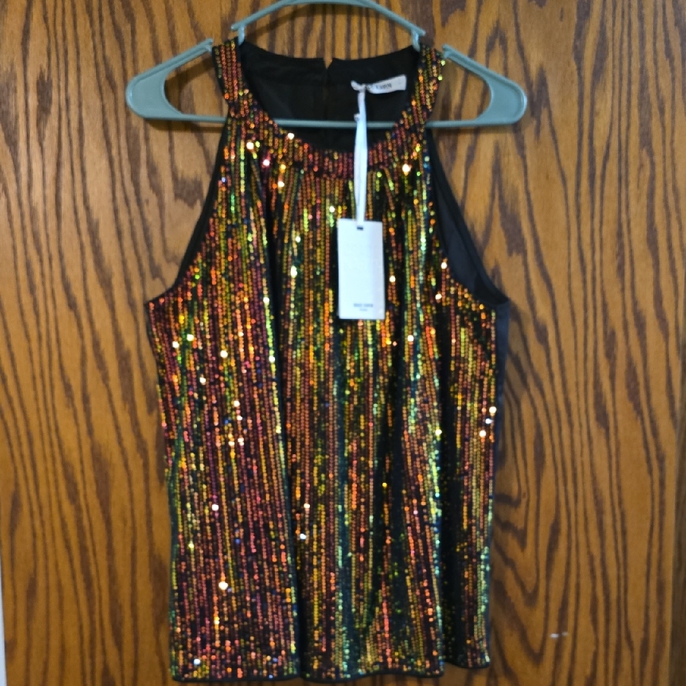 Grace Karin Multicolor Sequin Halter Top